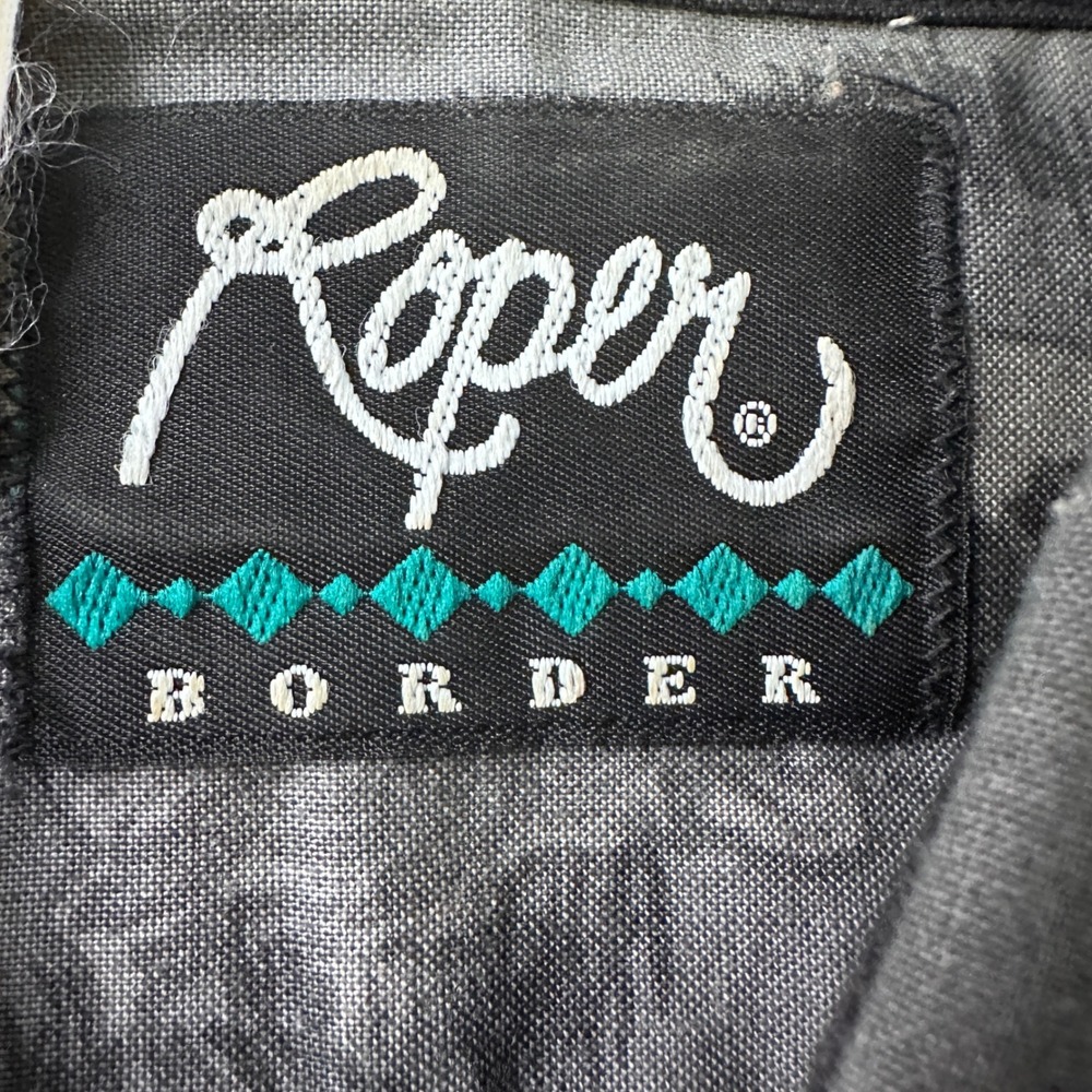 Vintage Roper Western Snap Shirt Mens XL Gray Black Cowboy Campfire Scenic USA - Picture 7 of 11